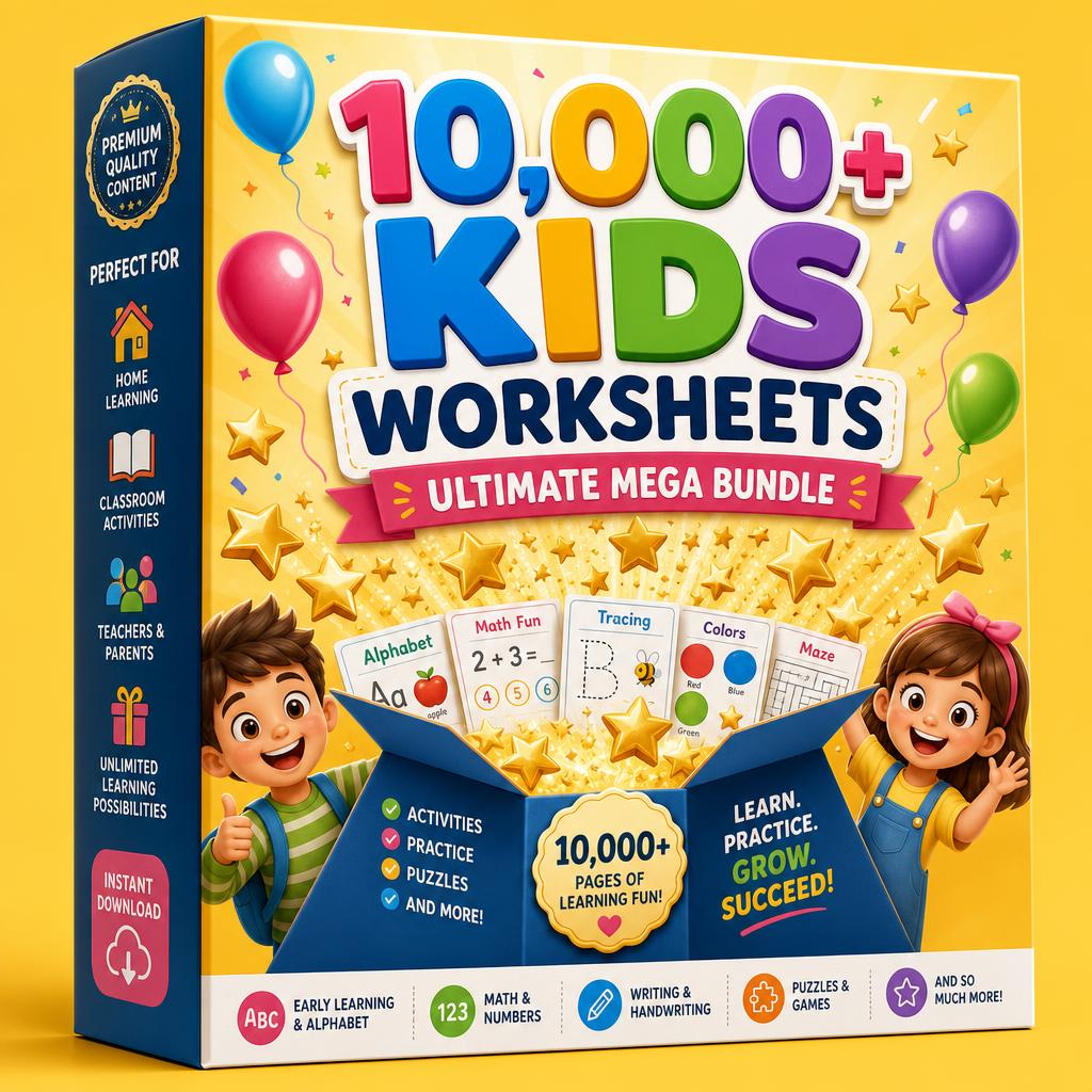 Masti Minds 10,000+ Kids Worksheets Ultimate Mega Bundle